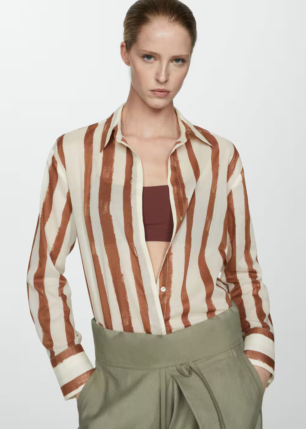 100% cotton striped shirt -  Women | Mango USA | MANGO (US)