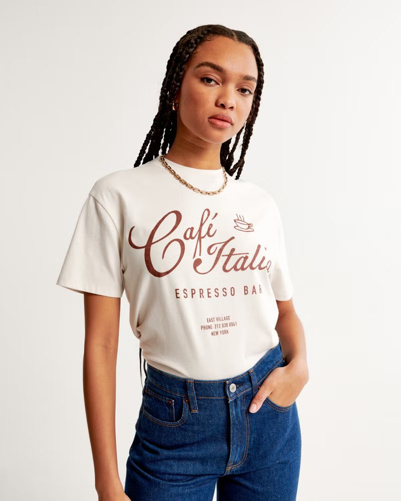 Oversized Boyfriend Cafe Graphic Tee | Abercrombie & Fitch (US)