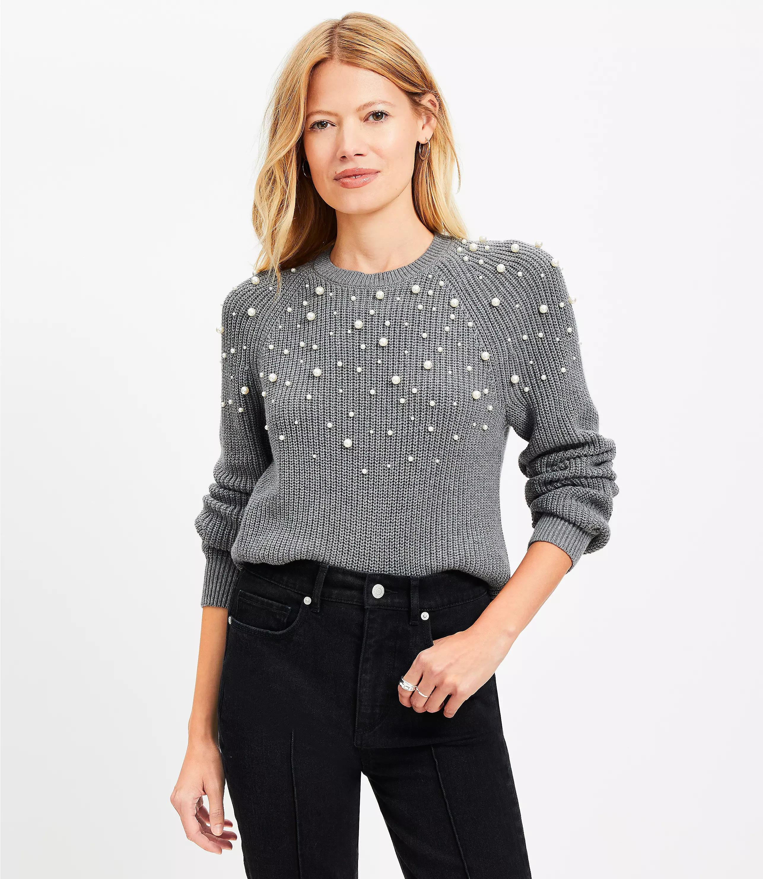Pearlized Raglan Sweater | LOFT