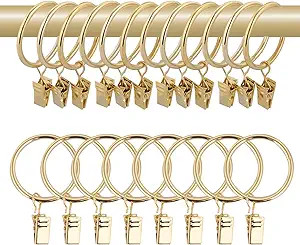40 Pcs 1.5" Metal Curtain Rings with Clips Curtain Rod Rings Clips, Rustproof Curtain Closer Clip... | Amazon (US)