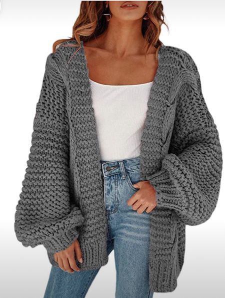 Grey chunky knit cardigan  

#LTKSeasonal #LTKstyletip #LTKGiftGuide