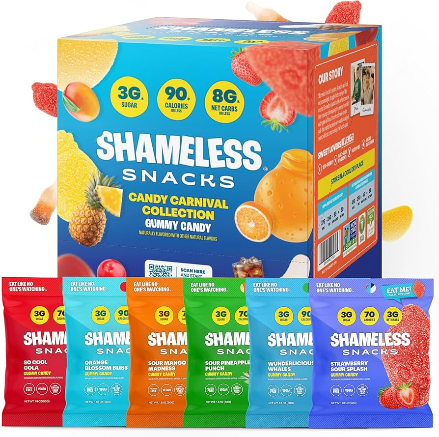 Shameless Snacks Candy Carnival - Healthy Low Sugar Snacks with Pineapple, Mango, Orange, Strawbe... | Amazon (US)