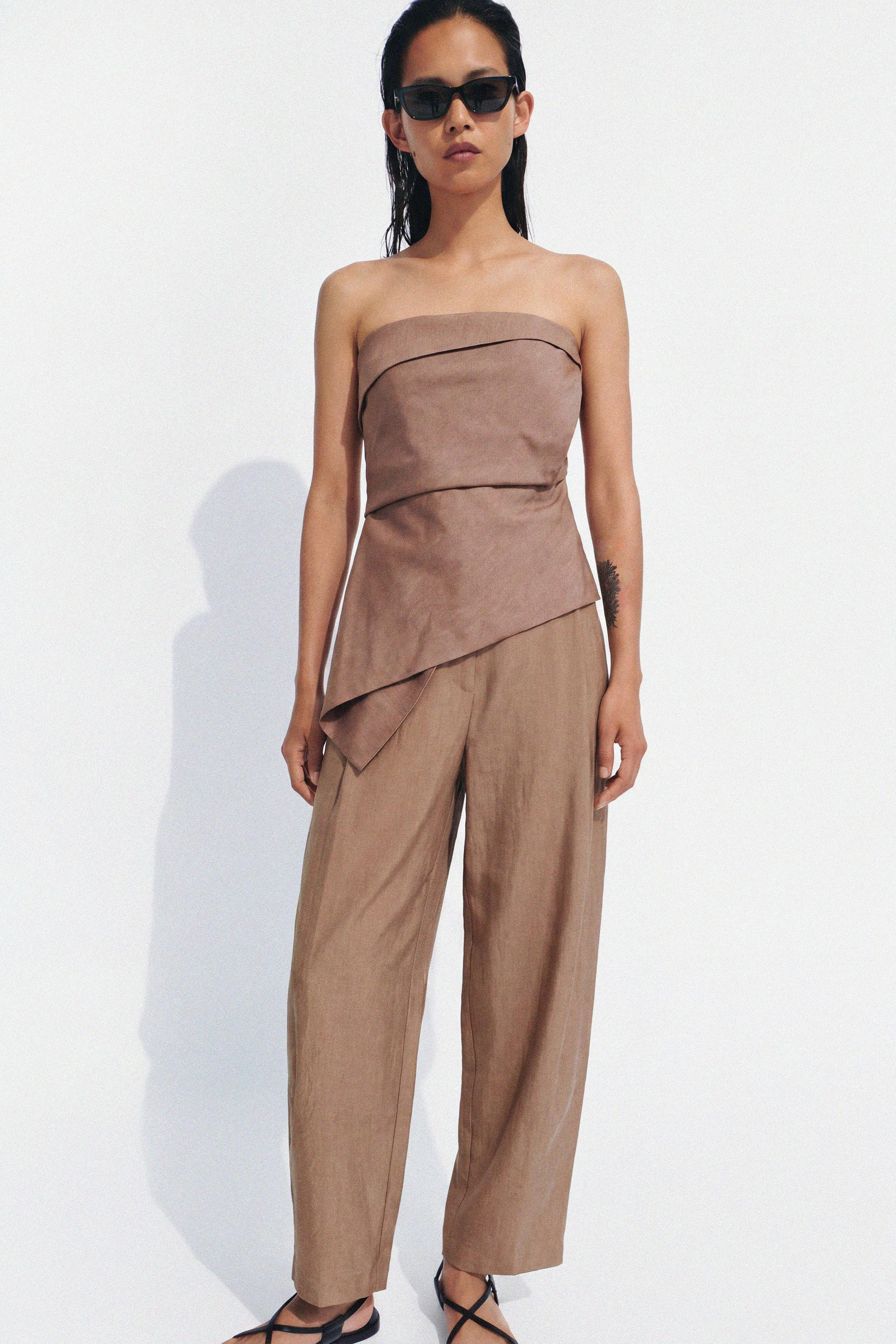 ASYMMETRIC LINEN BLEND TOP ZW COLLECTION | Zara US