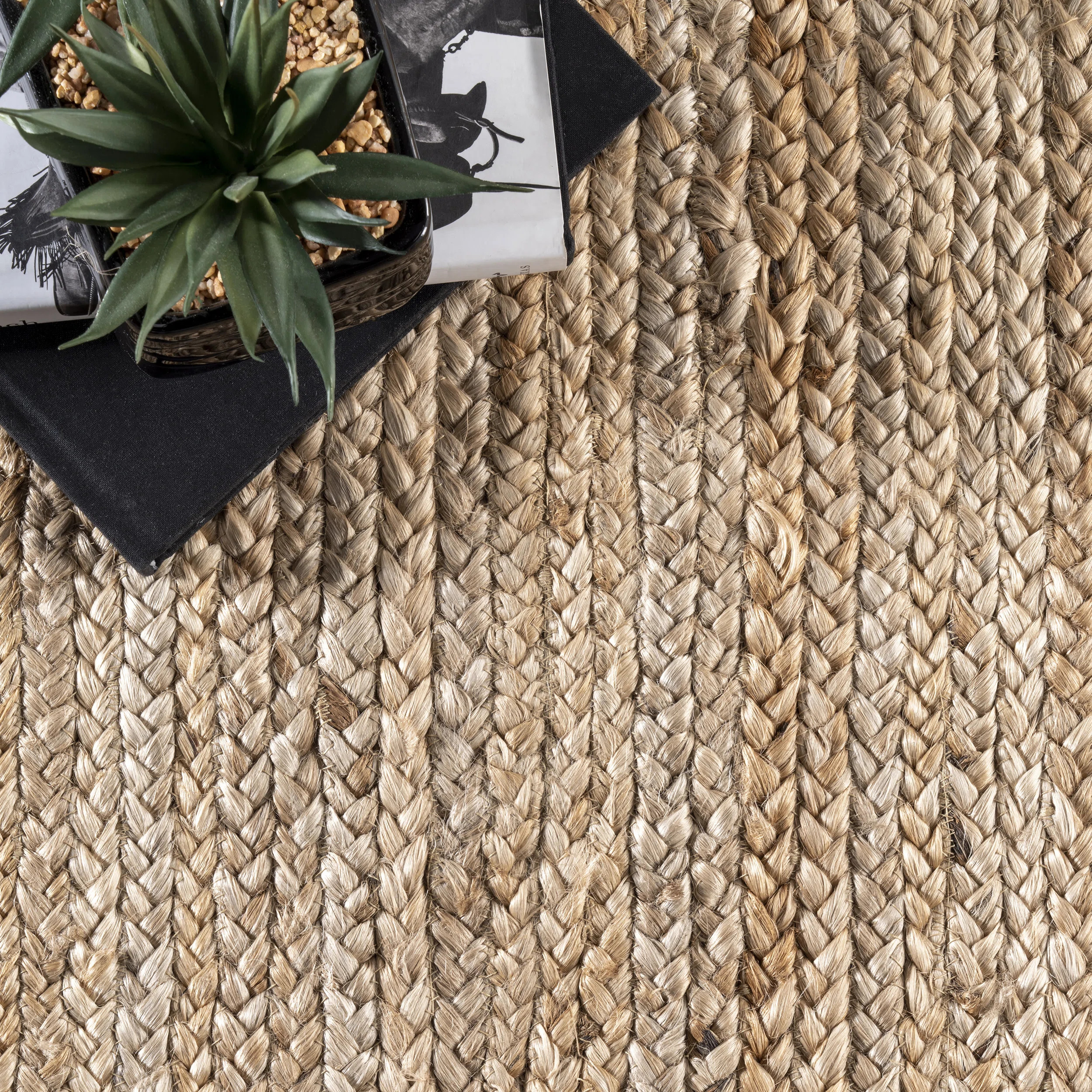 Santibanez Handmade Braided Jute/Sisal Area Rug in Earthy Sand/Tan/Ivory | Wayfair North America