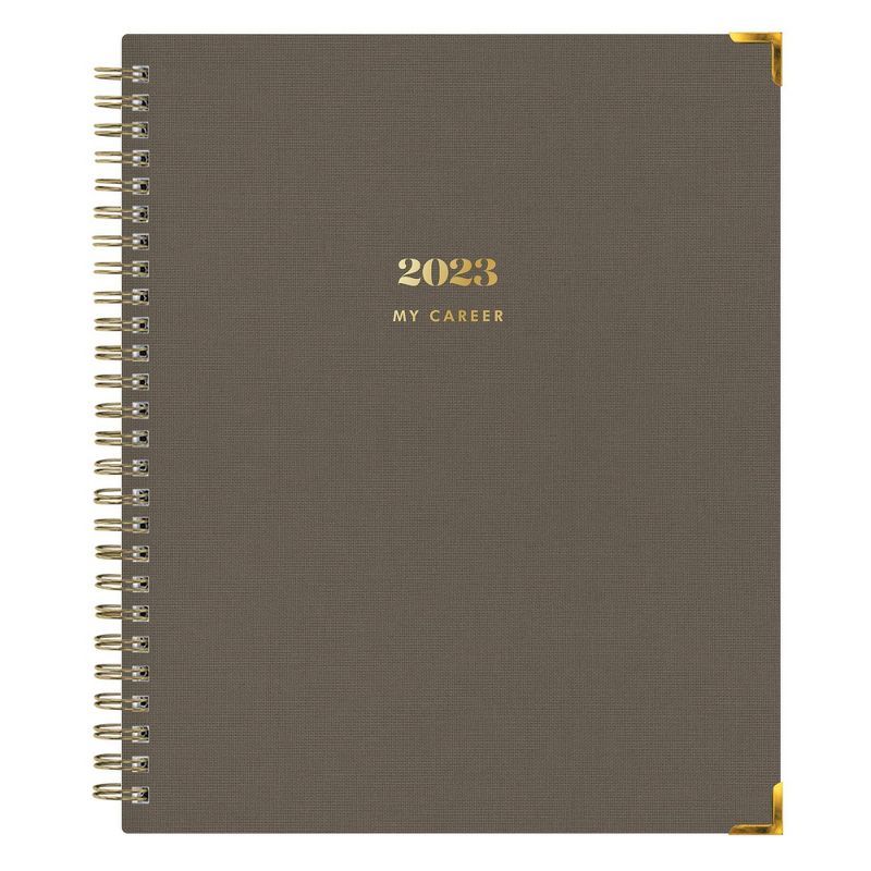 2023 Planner Weekly/Monthly 7"x9" Bookcloth Hard Cover Dark Gray - The Everygirl for Blue Sky | Target