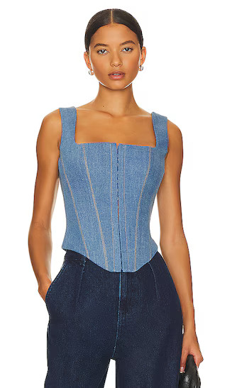 Denim Corset Top in Blue | Revolve Clothing (Global)