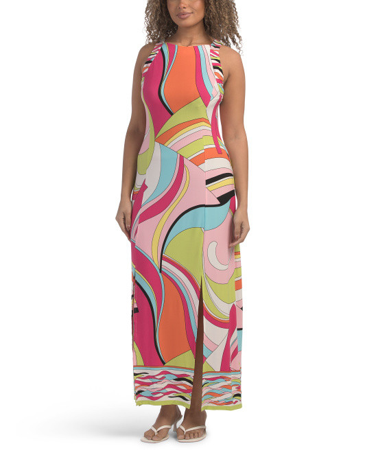 Slit Hem Maxi Dress With Lattice Back | TJ Maxx