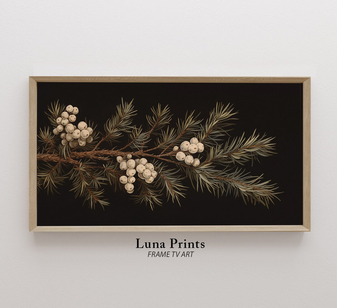 Pine Tree Frame Tv Art, Winter Painting Moody Holiday Art for Frame TV, Tv Digital Download - Ets... | Etsy (US)