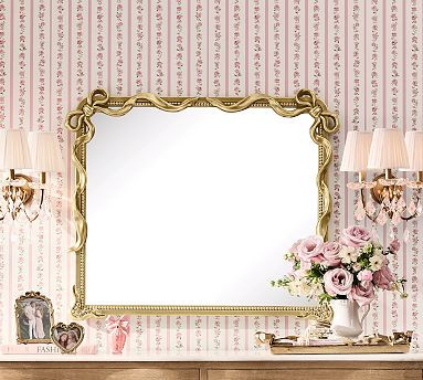 LoveShackFancy Double Bow Mantel Mirror | Pottery Barn (US)