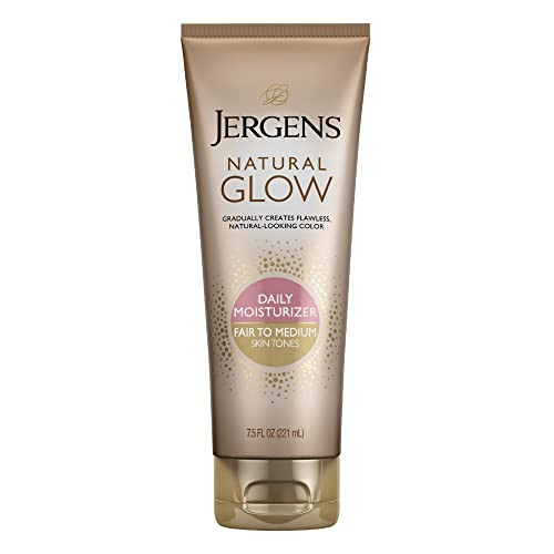 Jergens Natural Glow Self Tanner Body Lotion, Sunless Tanning, Fair to Medium Skin Tone, Daily Moisturizer with Coconut Oil, Vitamin E and Antioxidants, 7.5 Oz | Amazon (US)