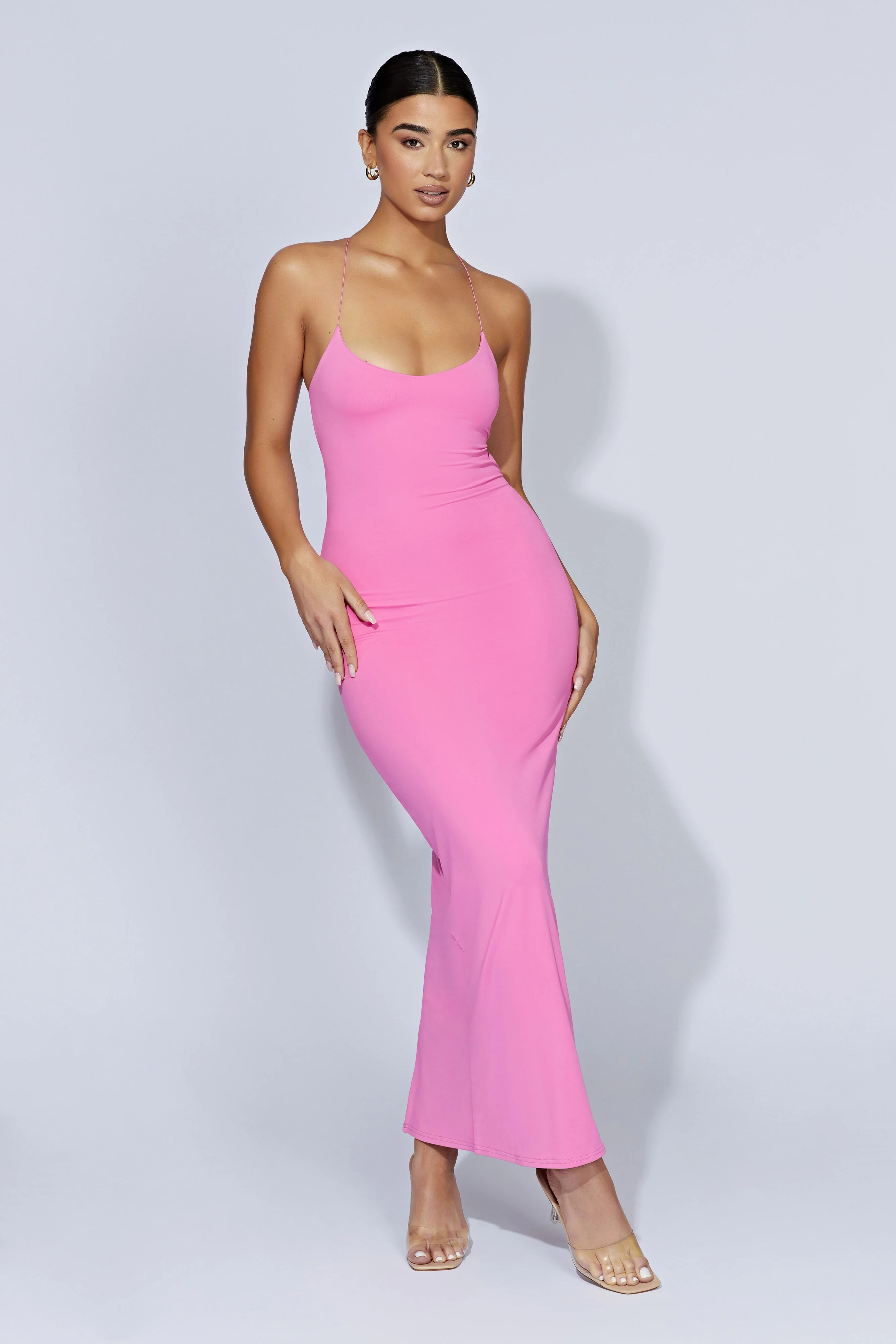 Sabine Backless Maxi Dress - Bubblegum Pink | MESHKI US