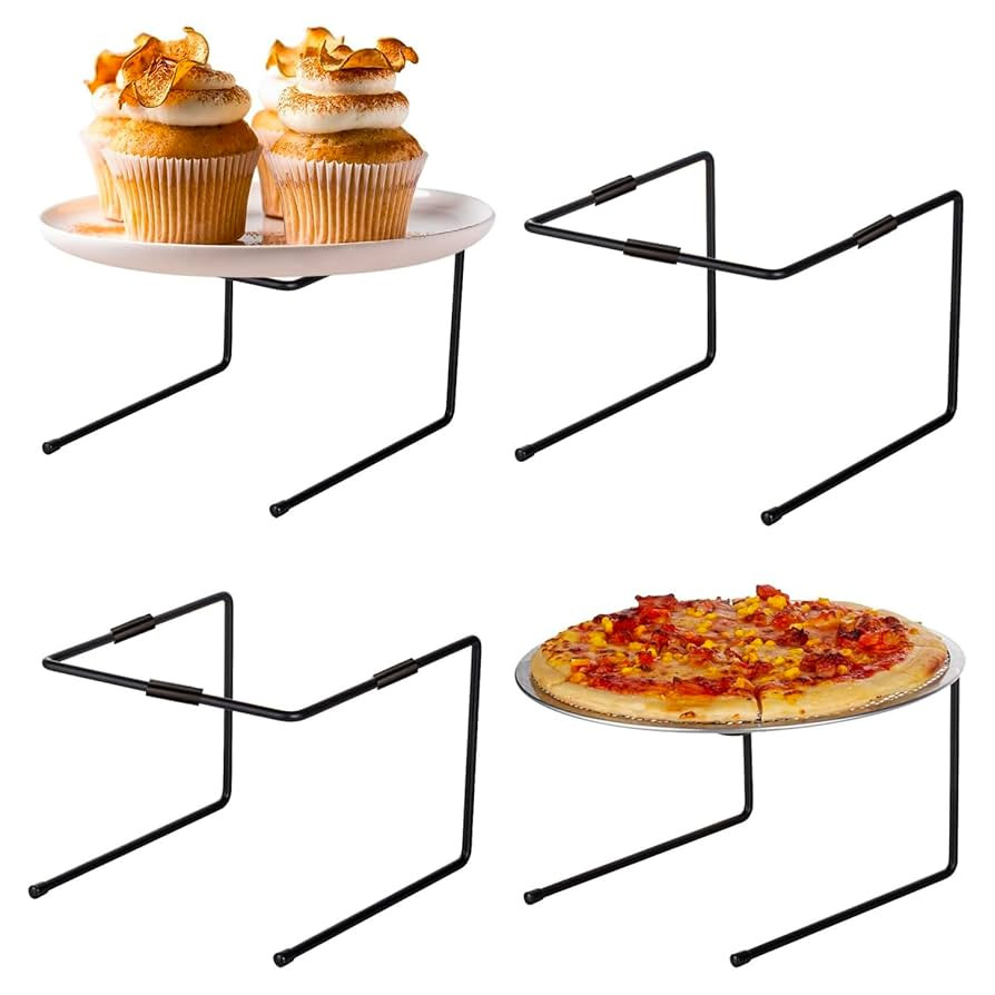 MyGift Black Metal Pizza Table Stands, Tabletop Pizza Pan Riser Food Platter Tray and Display Rac... | Amazon (US)