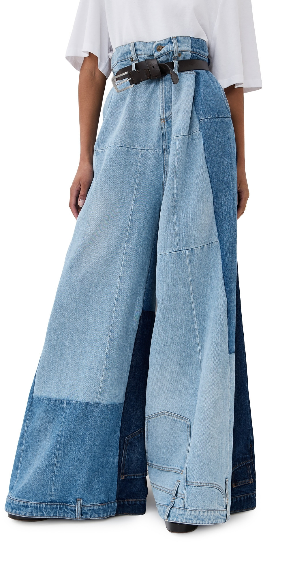A. W.A. K.E. MODE Wide Leg Denim Pants Mid Blue XS/S | Shopbop
