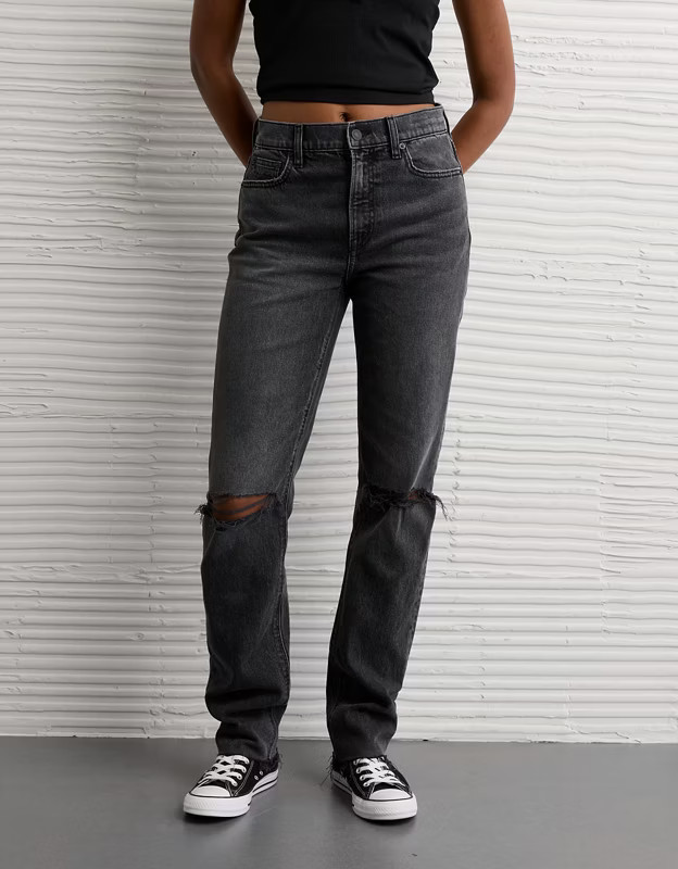 AE Stretch Super High-Waisted Straight Jean | American Eagle Outfitters (US & CA)