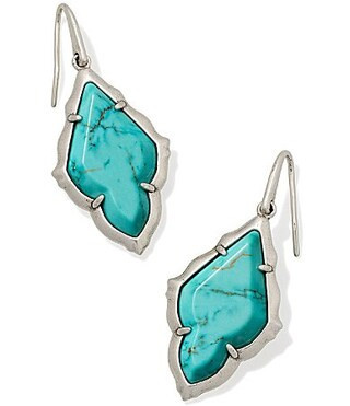 Kendra Scott Adeline Scallop Frame Drop Earrings - Vintage Silver Variegated Turquoise | Dillard's