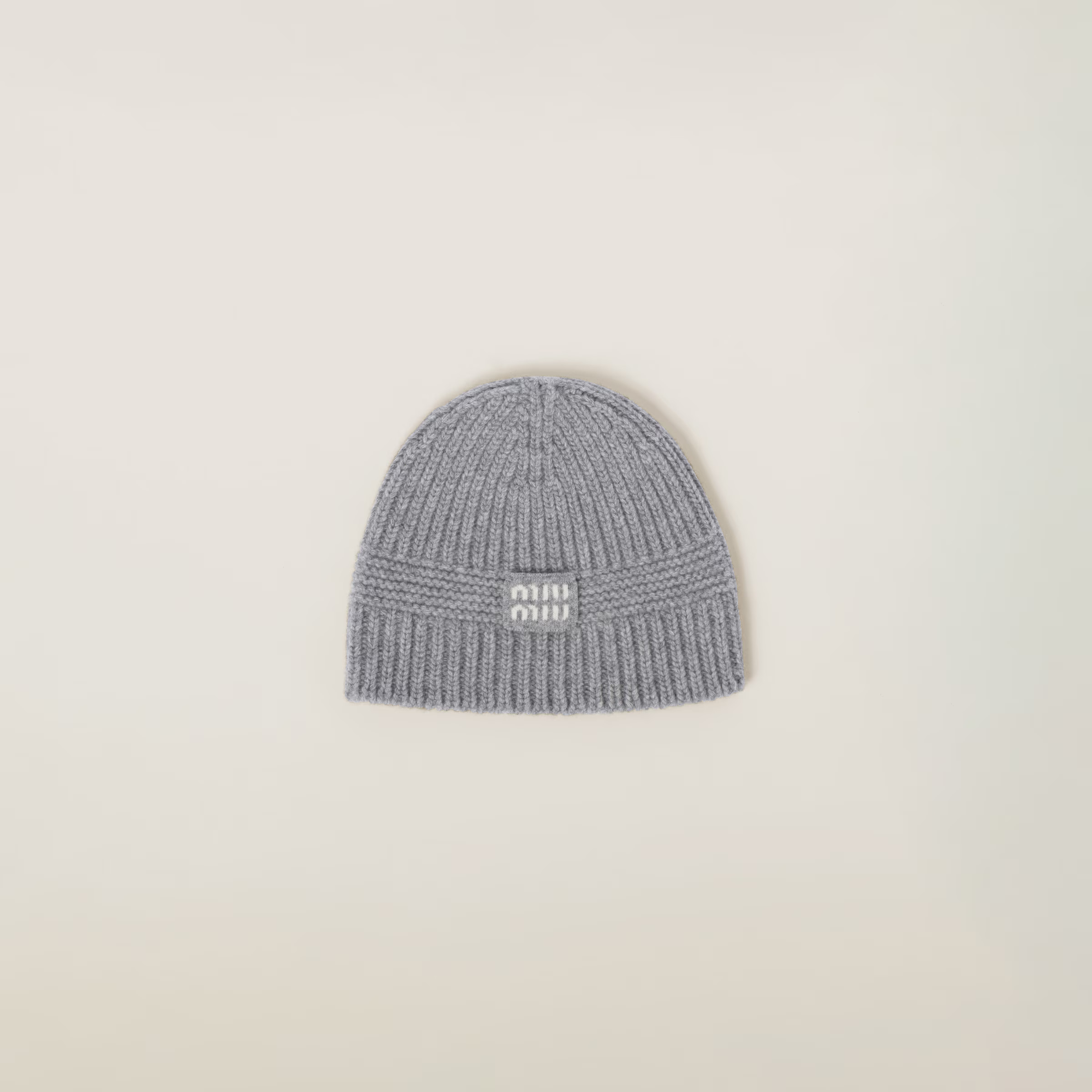 Grey Knit Beanie | Miu Miu | Miu Miu US