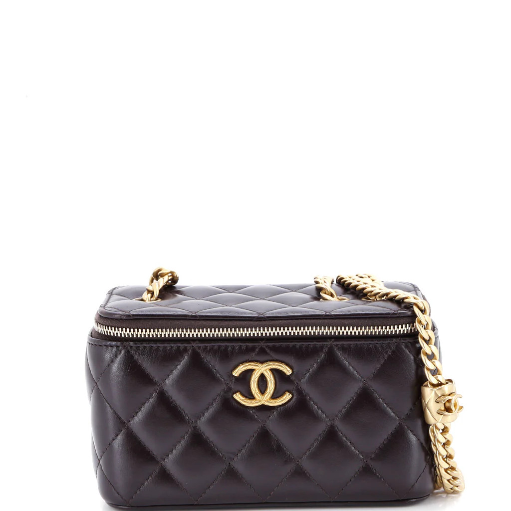 All Slide Long Vanity Case with Chain Quilted Lambskin Small | Rebag