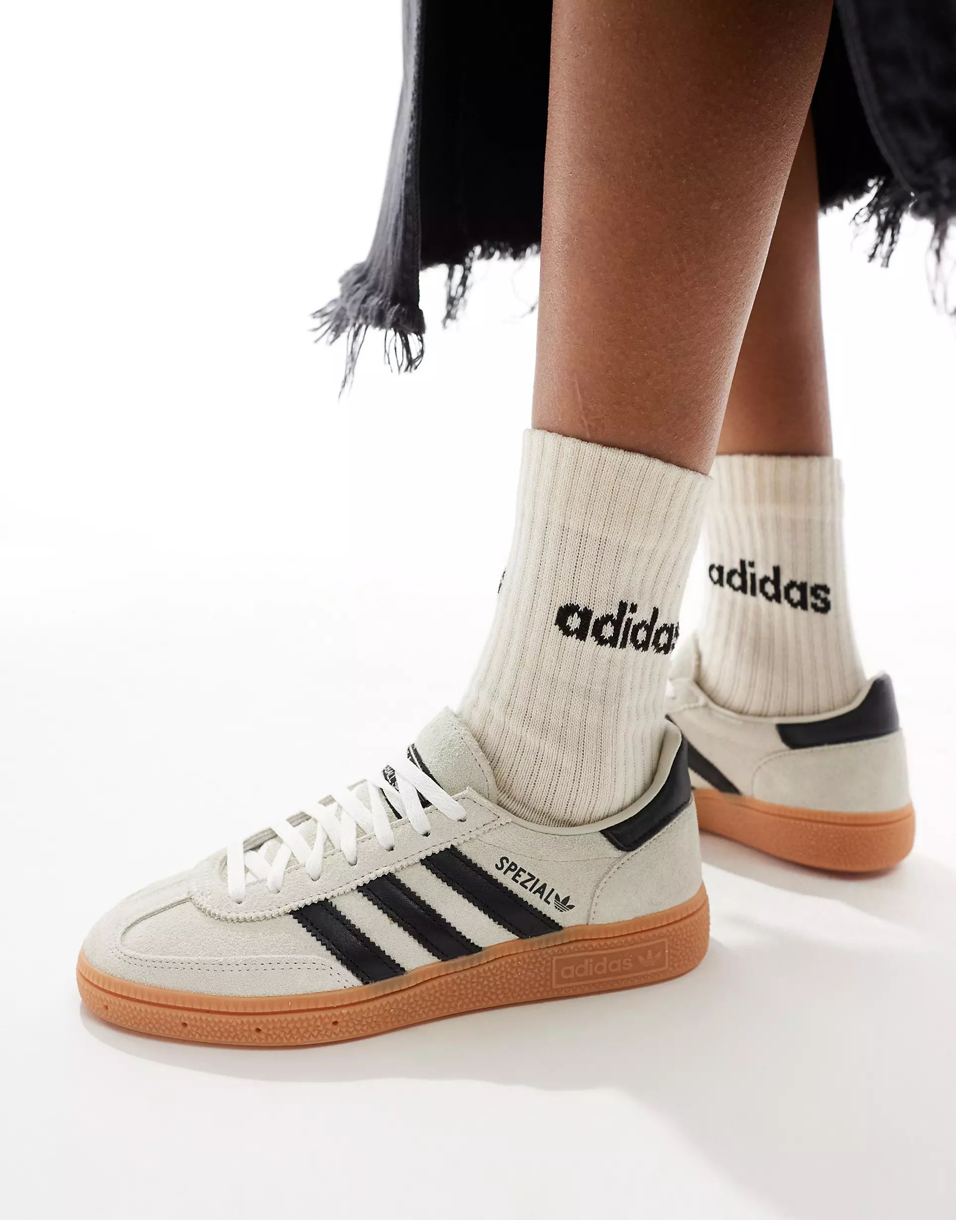 adidas Originals Handball Spezial gum sole trainers in cream and black | ASOS (Global)