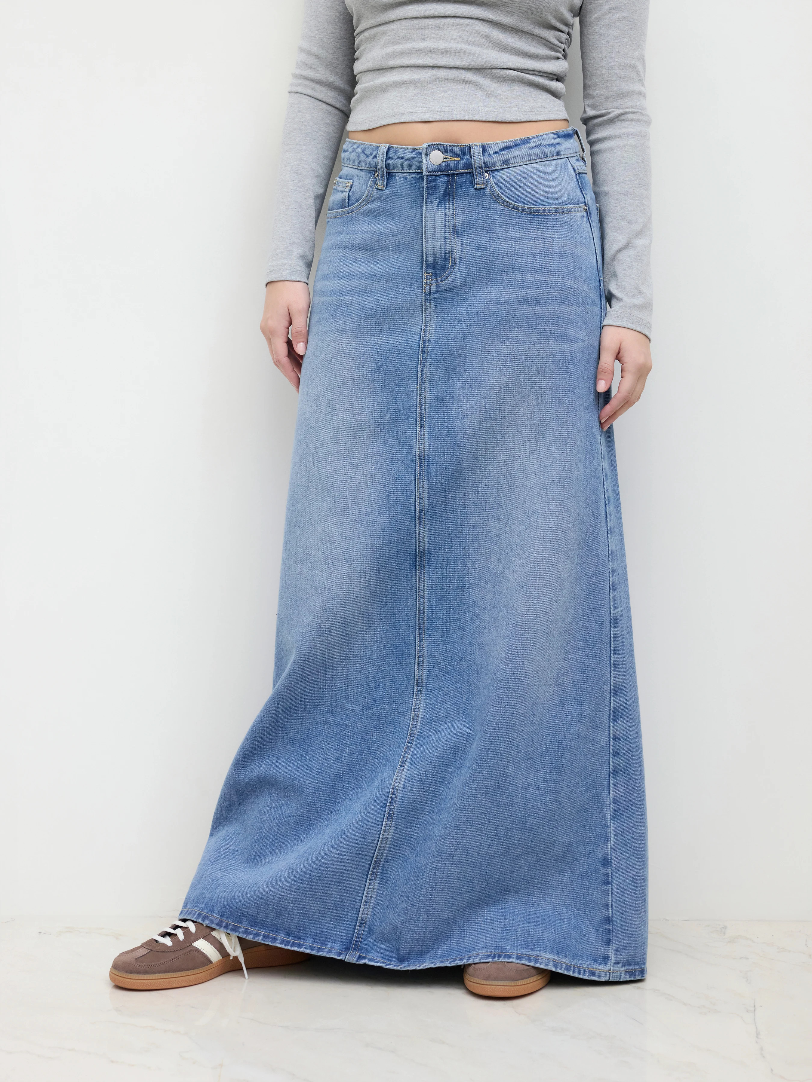 denim denim skirt long denim skirt Denim The Maxi For Daily Casual | Cider