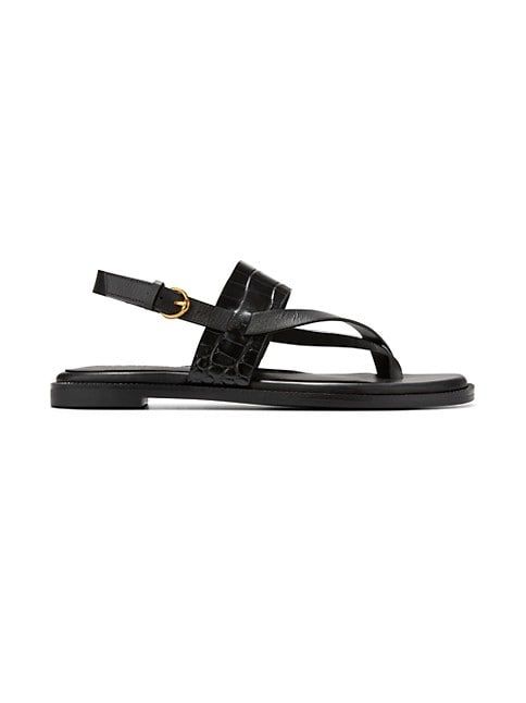 Anica Lux Croc-Embossed Leather Sandals | Saks Fifth Avenue