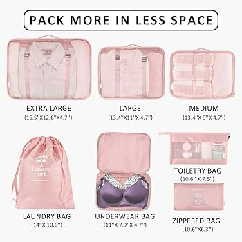 Packing Cubes, Travel Luggage Packing Organizers Set with Toiletry Bag | Amazon (US)