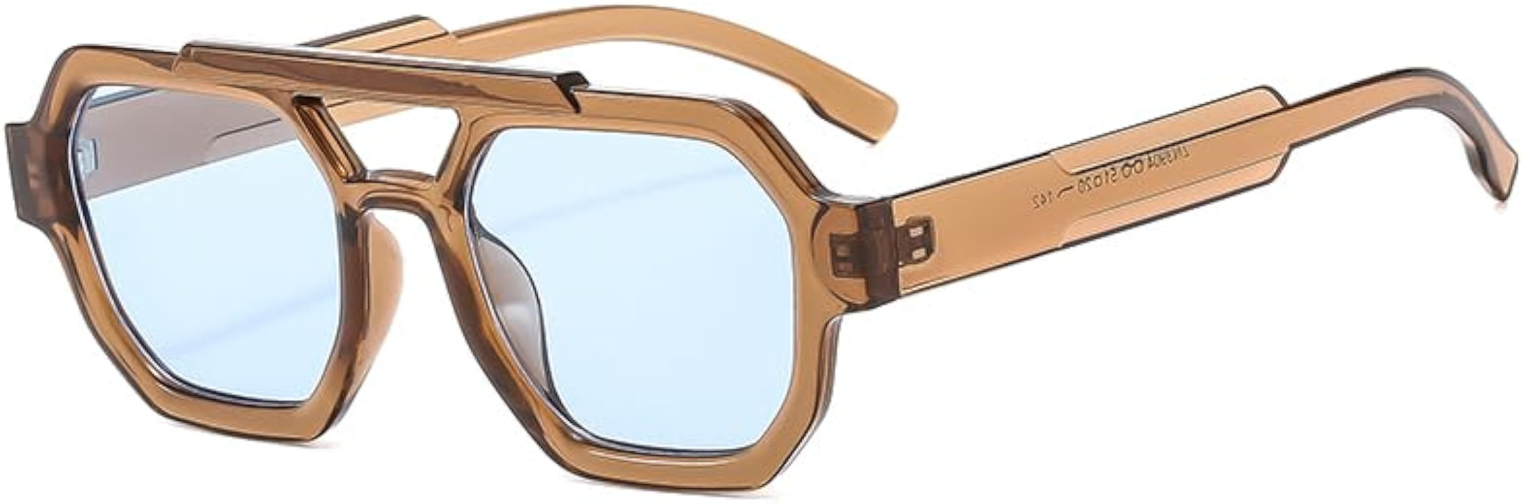 YAMEIZE Retro Pilot Sunglasses for Women Men Trendy Vintage Double Bridge Hexagonal 70s Sunglasse... | Amazon (US)