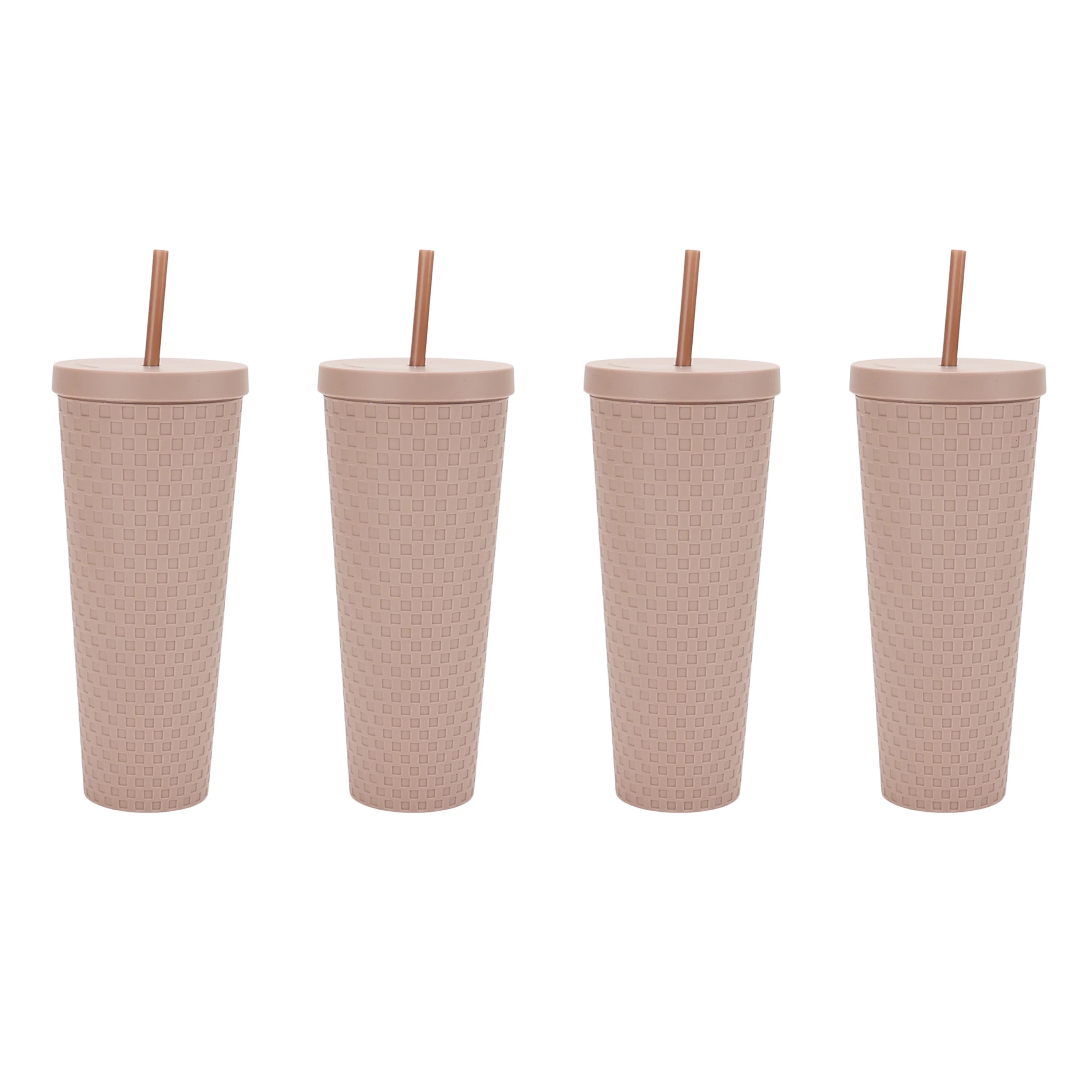 Just Feed Me by Jessie James Decker 4-Piece 26-Ounce Acrylic Textured Tumbler Set, Matte Mauve | Walmart (US)