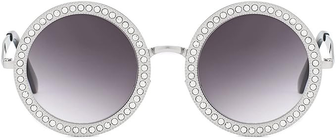 ADE WU Rhinestone Sunglasses Round Oversized Gem Shinning Sunnies for Feastival Party Favor | Amazon (US)