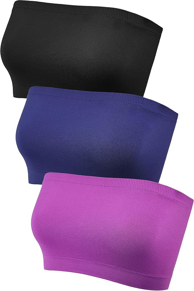 Women's Strapless Bralette Seamless Bandeau Stretchy Non-Padded Bandeau Tube Top Bra in Multi Col... | Amazon (US)