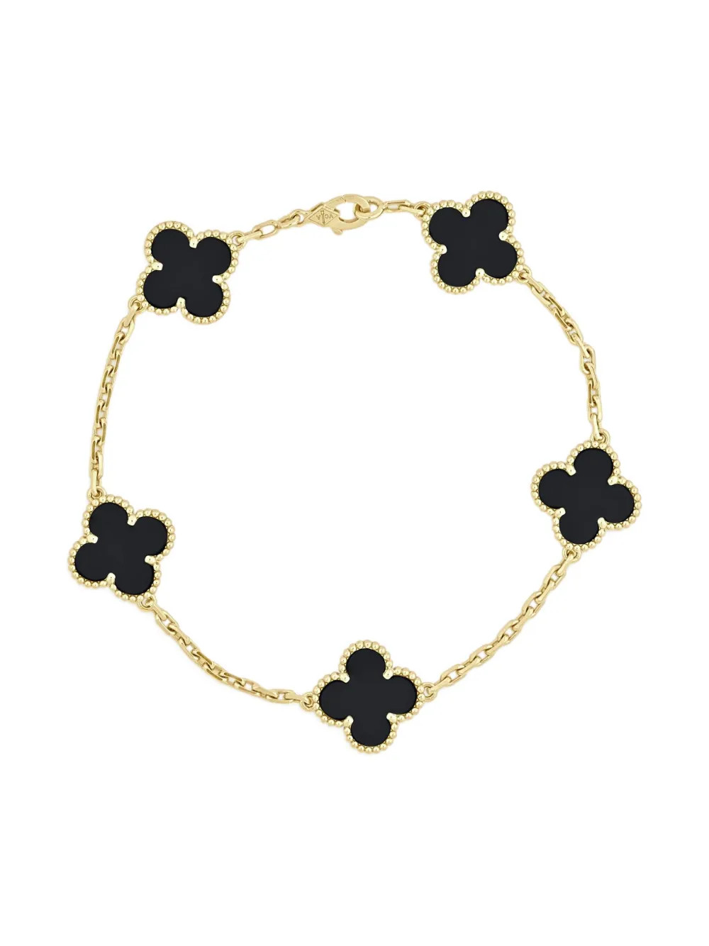 Van Cleef & Arpels Pre-Owned 18K Yellow Gold Alhambra Onyx Bracelet | Gold | FARFETCH | Farfetch Global