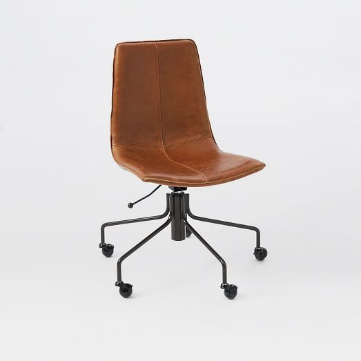 Slope Leather Swivel Office Chair | West Elm (US)