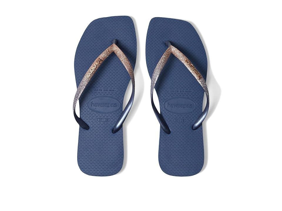 Havaianas Slim Square Glitter Flip Flop Sandal Women's Sandals Indigo Blue : EU 35-36 (US Men's 4-5 - Women's 5-6) M, Synthetic | Zappos