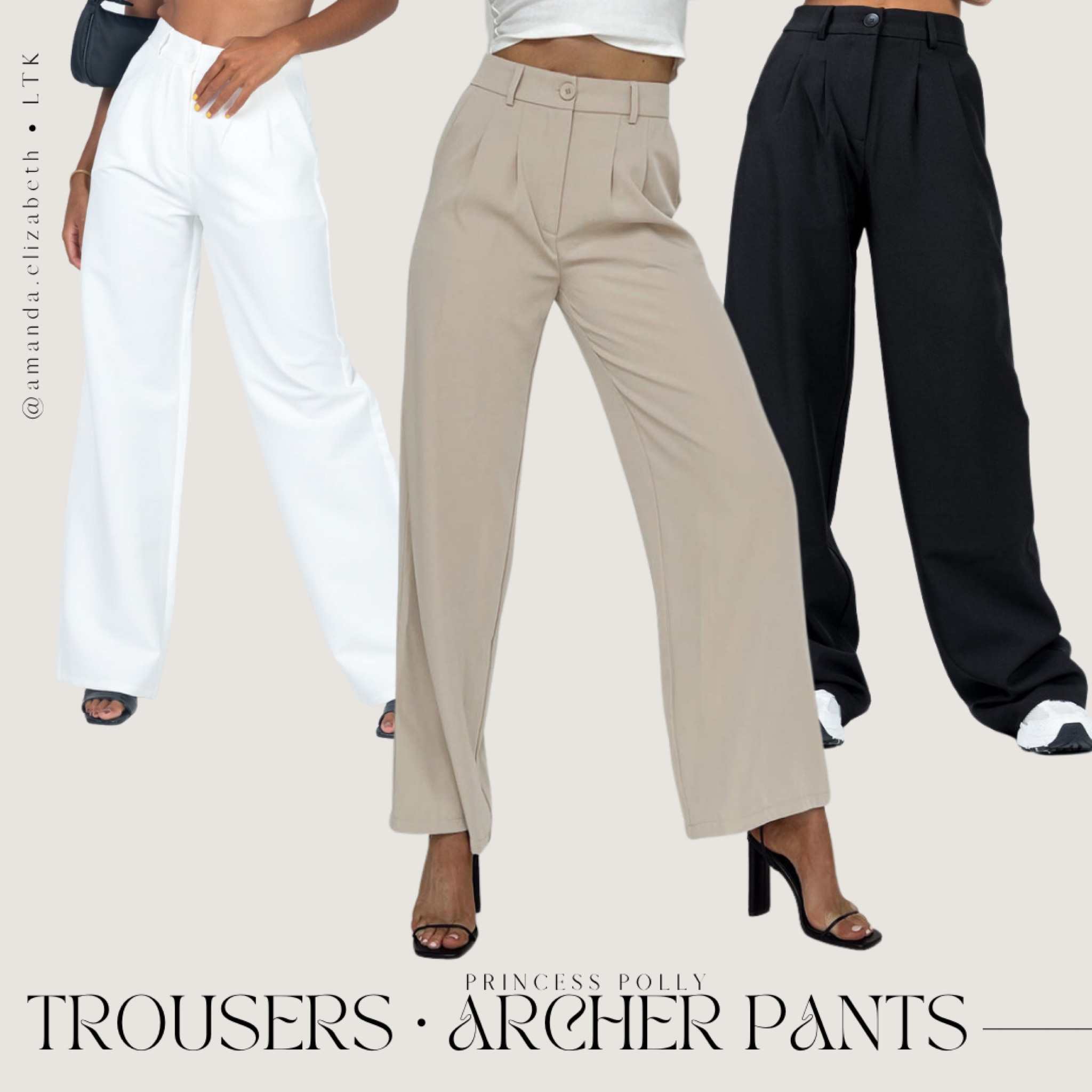 my favorite trousers / dress pants • archer pants by princess polly 🤍
Princess Polly Lower Impact
95% recycled polyester 5% elastane
Length of size US 4 / AU 8 waist to hem: 106cm / 41.7” 
High waisted
Zip & button fastening
Subtle pleats at waist
Twin hip pockets
Straight leg
Non-stretch
Unlined
This piece is made with recycled polyester, meaning we've taken discarded plastic bottles, fabrics and single-use products, and transformed them into this item, giving waste a second life in this 'fit.
#competition

#LTKworkwear #LTKstyletip #LTKFind