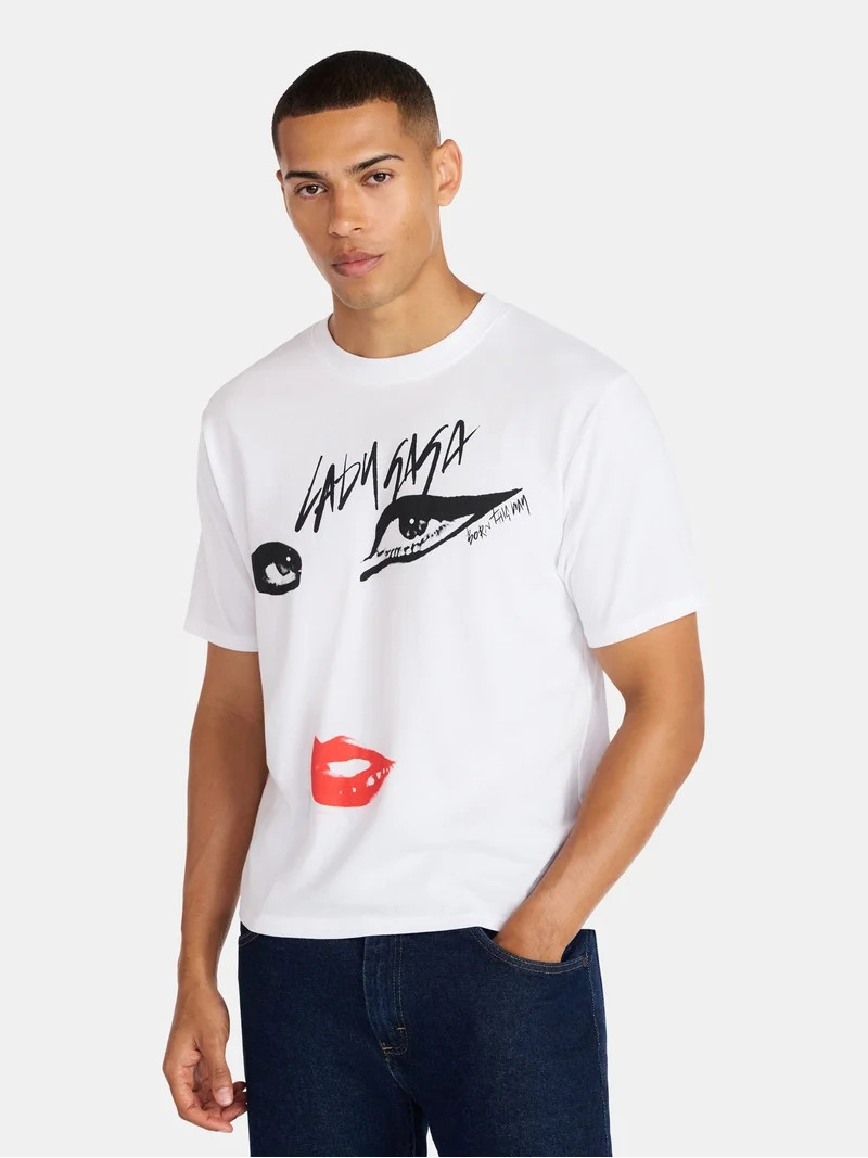 Lady Gaga Men's & Big Men's Oversized Graphic Tee, Sizes XS-3XL | Walmart (US)