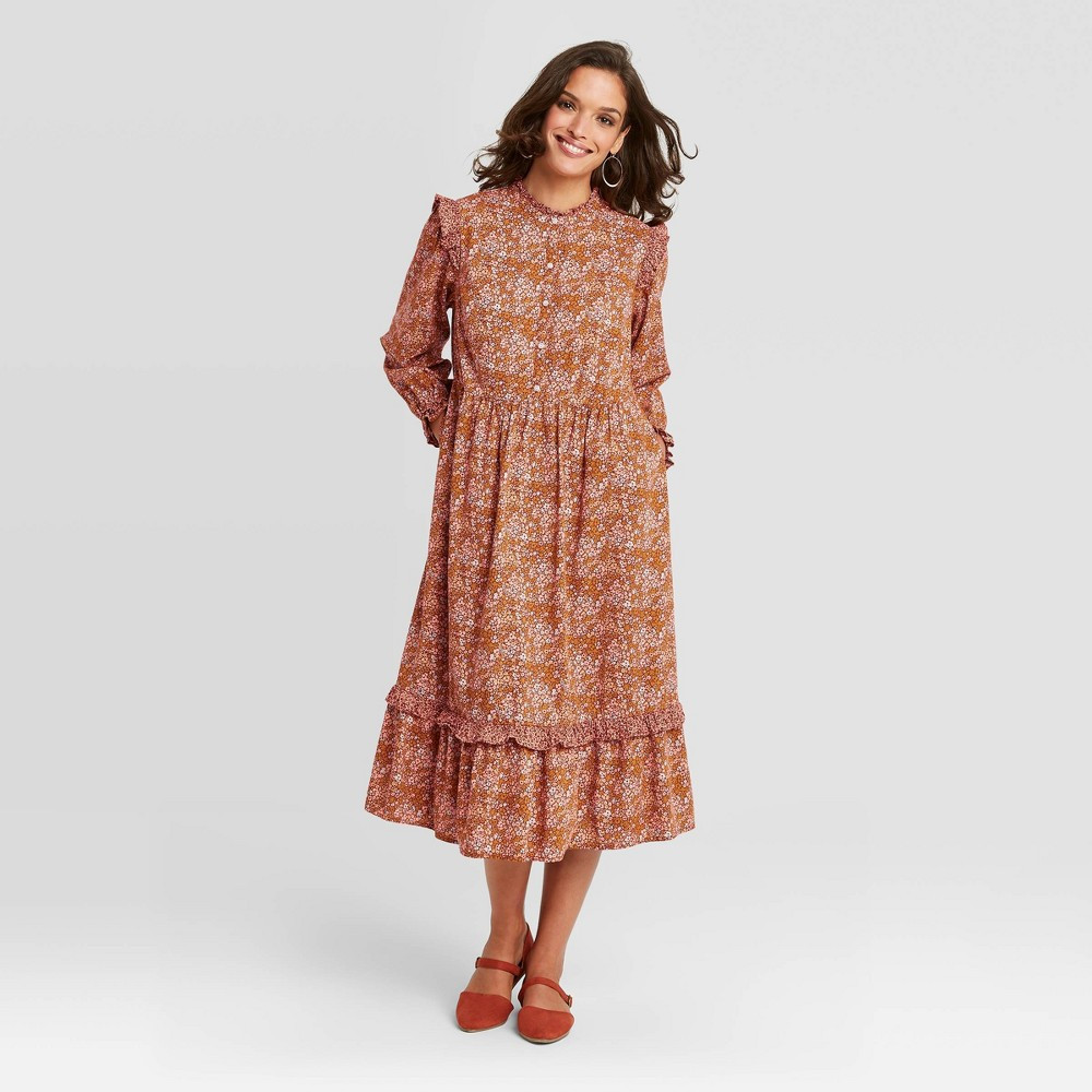 Woen's Floral Print Balloon Long Sleeve Ruffle Dress - Universal Thread™ | Target