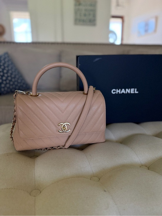 CHANEL Nude beige Quilted Top-Handle Satchel with Chain Strap | Poshmark
