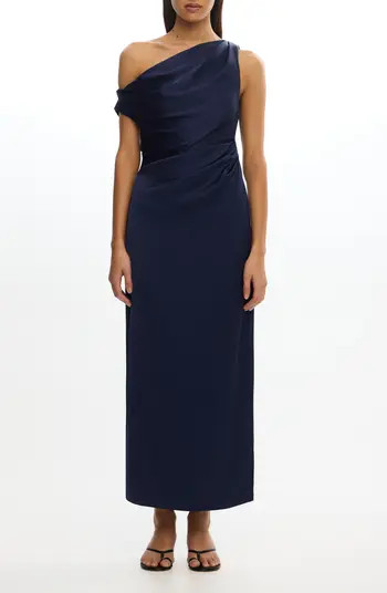 Alyssa Pleated One-Shoulder Satin Gown | Nordstrom