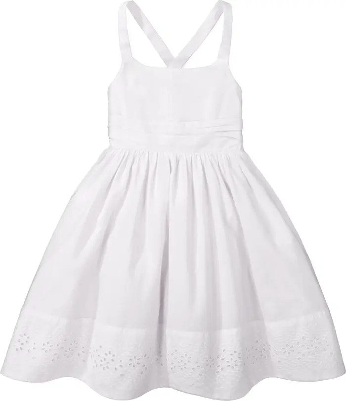 Girls' Sleeveless Special Occasion Sun Dress with Bow Back Detail and Embroidery, Infant | Nordstrom