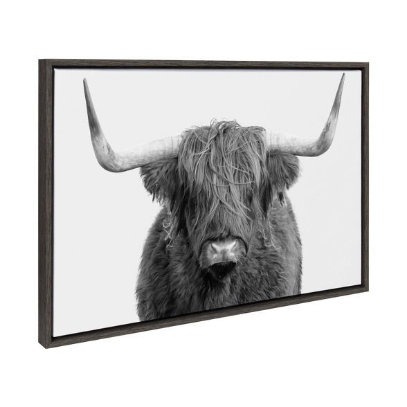 23" x 33" Sylvie Highland Cow Portrait Framed Canvas by Amy Peterson Gray - Kate & Laurel All Thi... | Target
