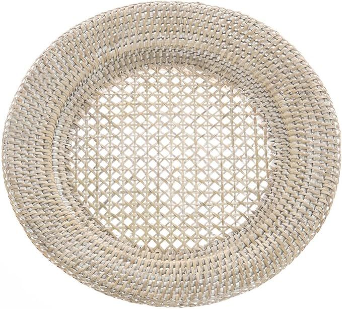 KOUBOO Round Rattan Charger Plate, White Wash (Pack of 2), 12.5 inches x 12.5 inches | Amazon (US)