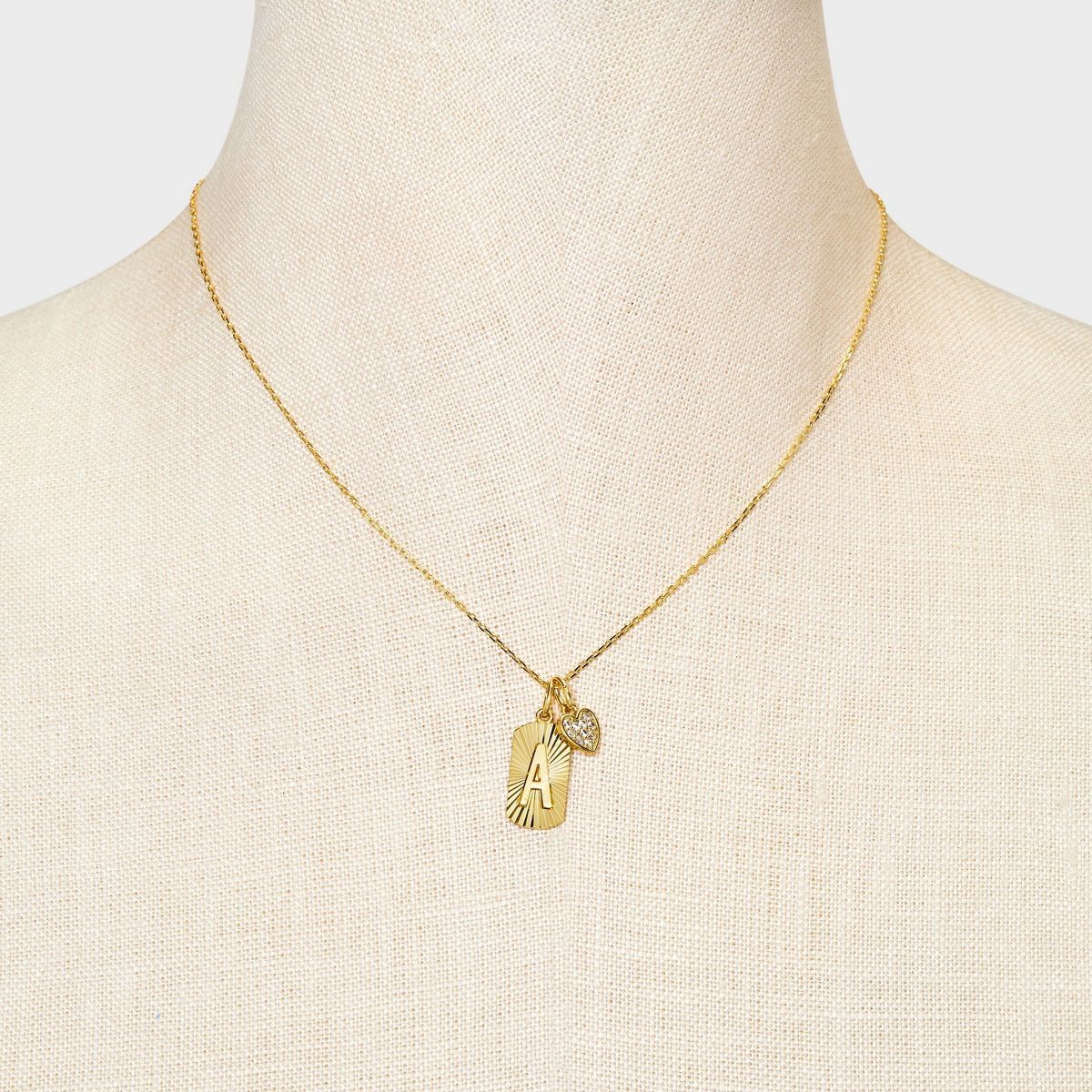 14K Gold Dipped with Cubic Zirconia Heart Initial Pendant Necklace - A New Day™ Gold | Target