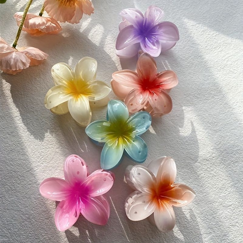 Colorful Flower Hair Claw Back Head Hair Clip Shark Claw Headdress Hair Accessory For Women Girls... | Temu Affiliate Program