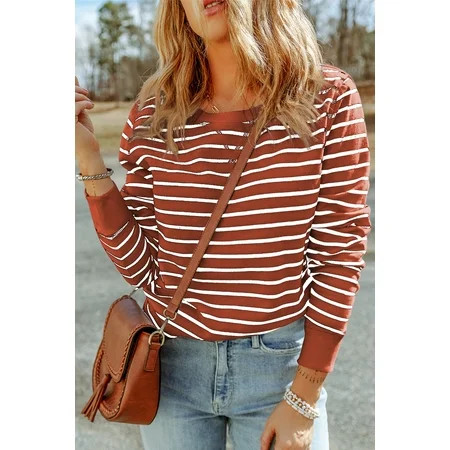 Redhotype Vibrant Red Striped Top - Chic Comfortable & Stylish! | Walmart (US)