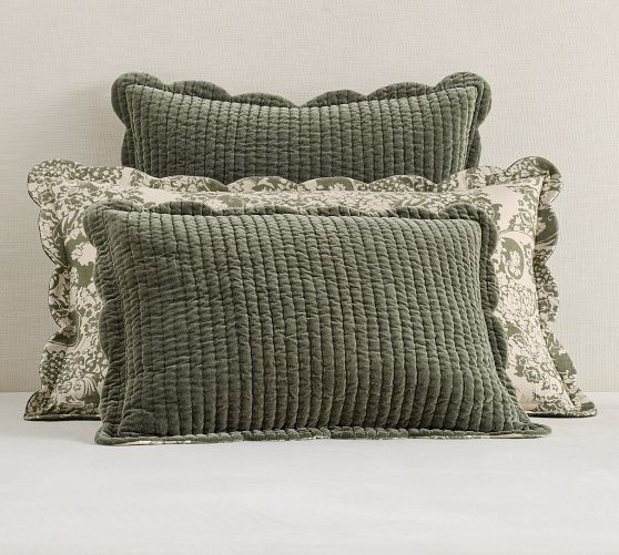 Velvet Scallop Edge Reversible Quilted Sham | Pottery Barn (US)