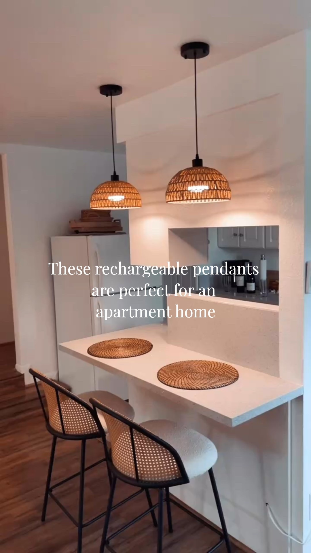 Battery operated rechargeable pendant lights perfect for an apartment home. 

#kitchen #neutral #home #decor

#LTKselfcare #LTKHome