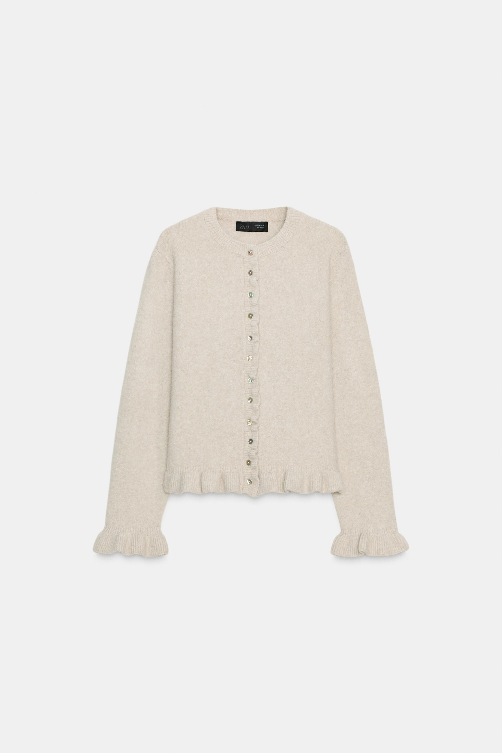 RUFFLE TRIM KNIT CARDIGAN | Zara UK