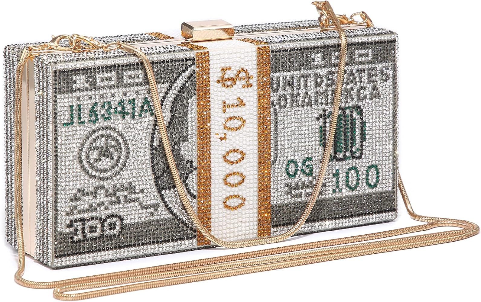 Dasein Women Stack of Cash Dollars Clutch Party Purse Crystal Evening Bag Cocktail Prom Handbag w/Rh | Amazon (US)