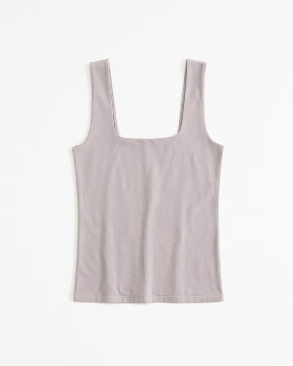 Cotton-Blend Seamless Fabric Squareneck Tank | Abercrombie & Fitch (US)