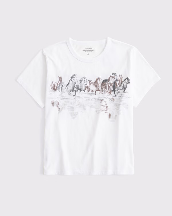 Women's Short-Sleeve Horses Graphic Skimming Tee | Women's New Arrivals | Abercrombie.com | Abercrombie & Fitch (US)