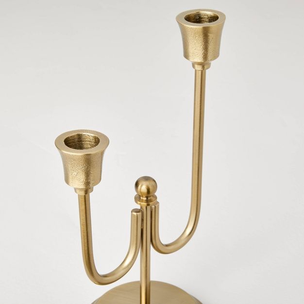 Staggered Metal Taper Candelabra Brass Finish - Hearth & Hand™ with Magnolia | Target